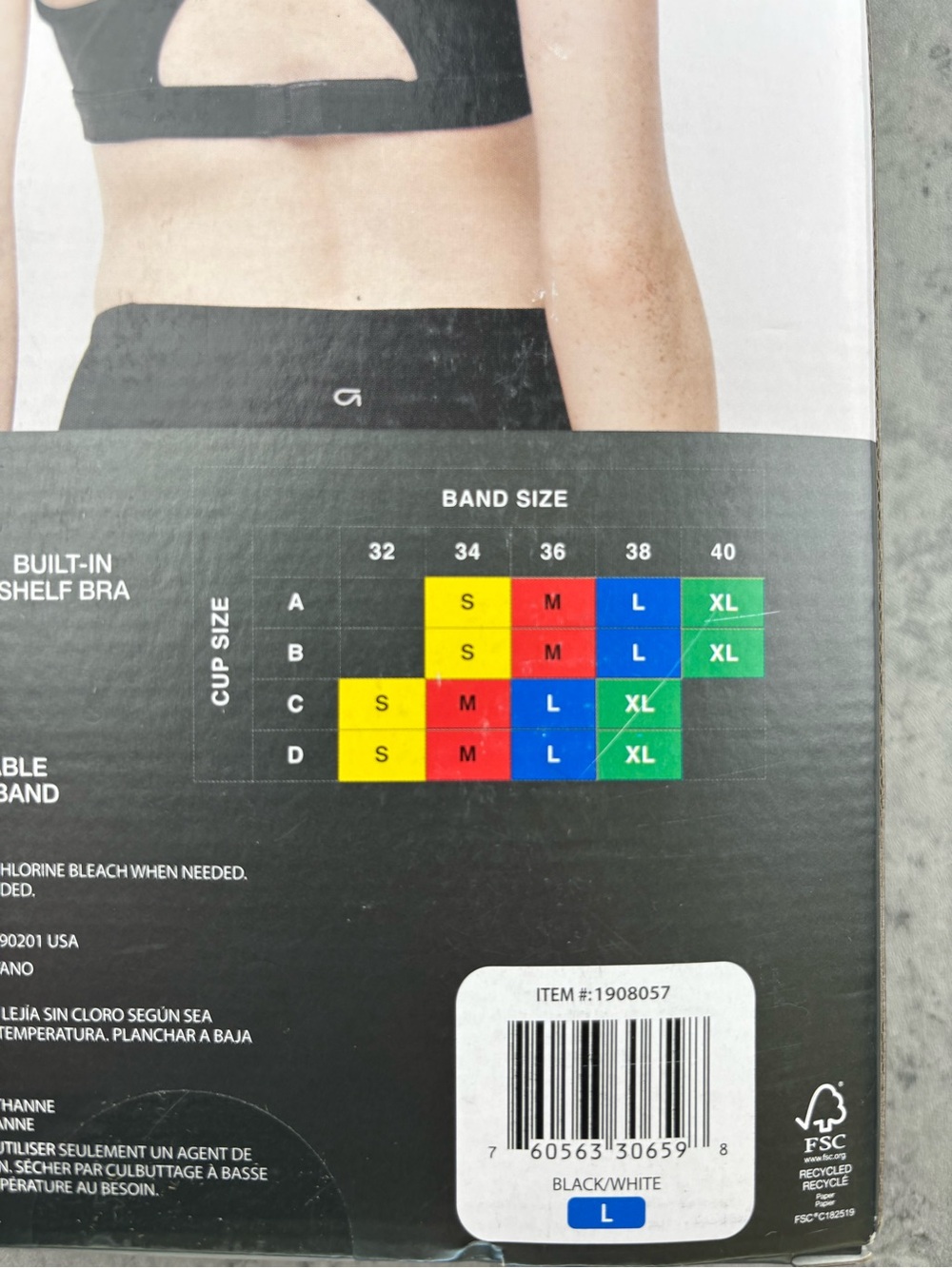 GapFit Women's 2-Pack Moisture Wicking Breathable Bra, Black/White, Size L - Picture 3 of 3
